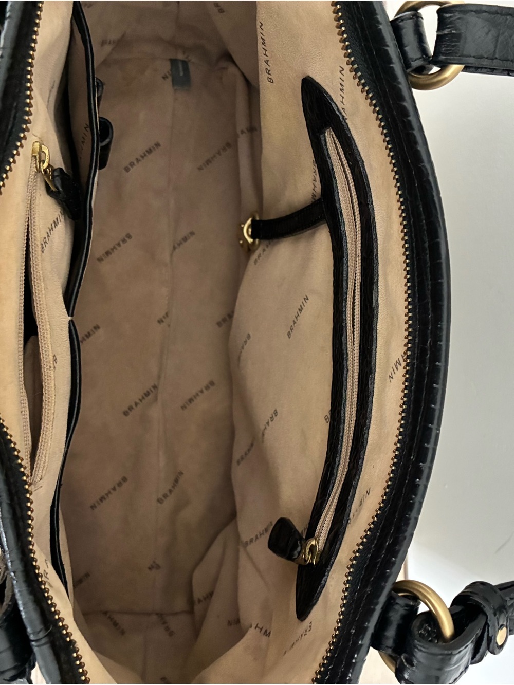 Brahmin Black Croc-Embossed Medium Tote - Picture 8 of 11